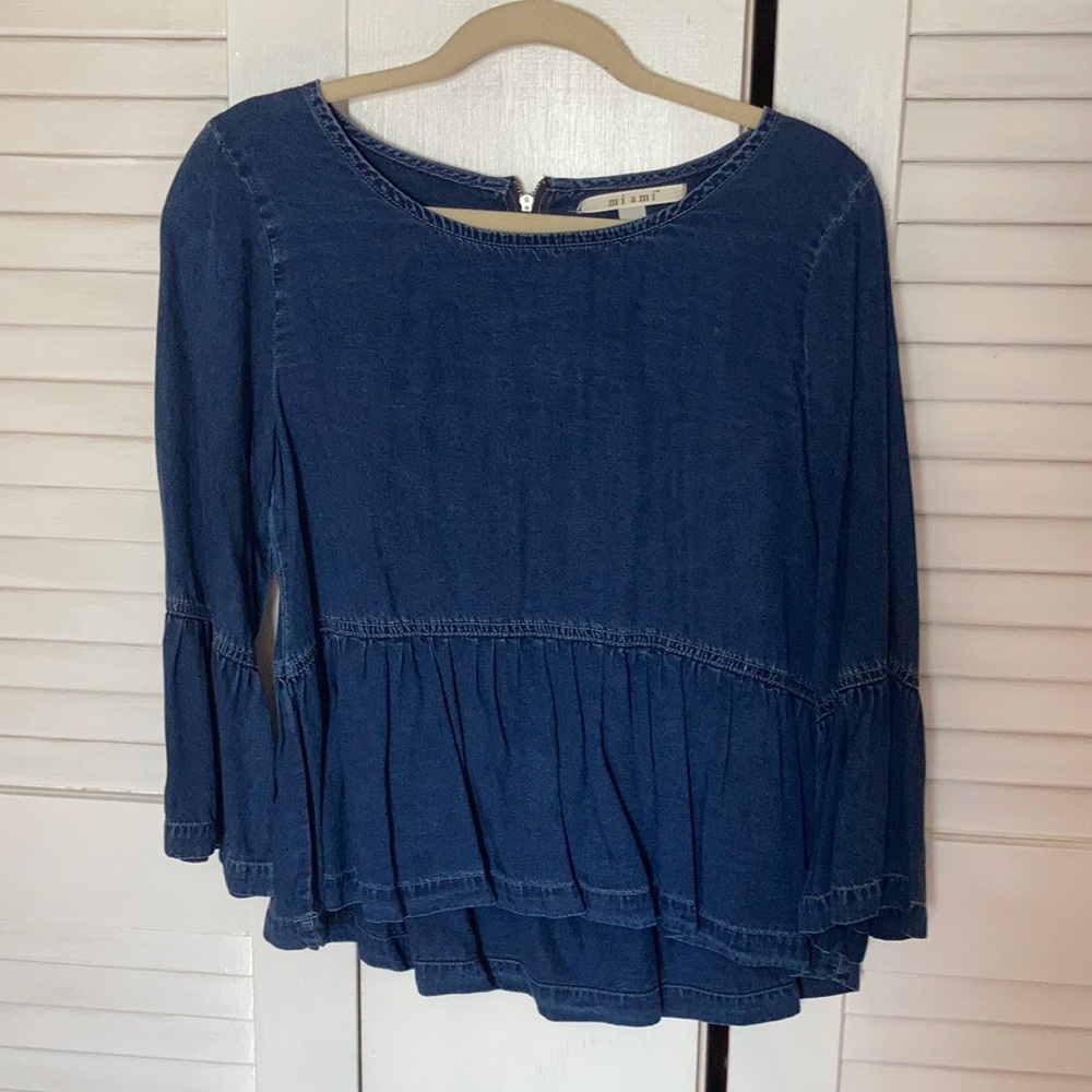 Denim Peplum Top